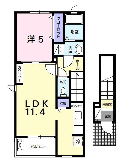 ティーア・ブルグI(1LDK/2階)の間取り写真
