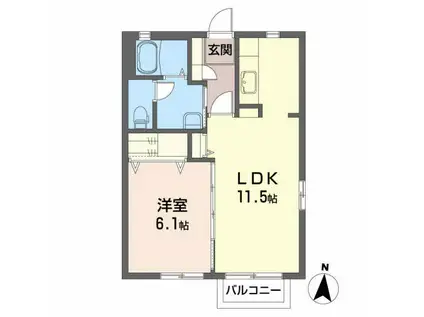 グリーン ハーモニー・A(1LDK/1階)の間取り写真