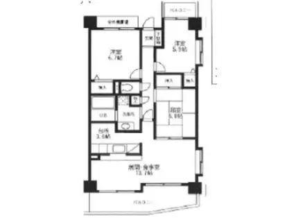 エスティ木場(3LDK/9階)の間取り写真