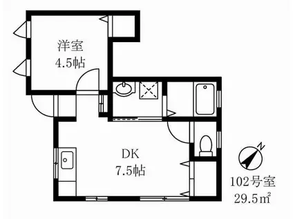 ロハスレジデンス(1DK/1階)の間取り写真