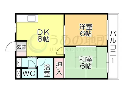 フェニックス久留米(2DK/5階)の間取り写真