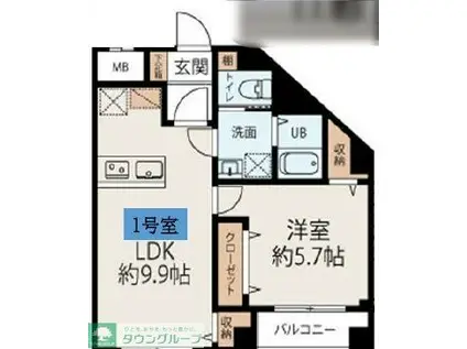 CONNECT PARK HILLS 本郷町(1LDK/2階)の間取り写真