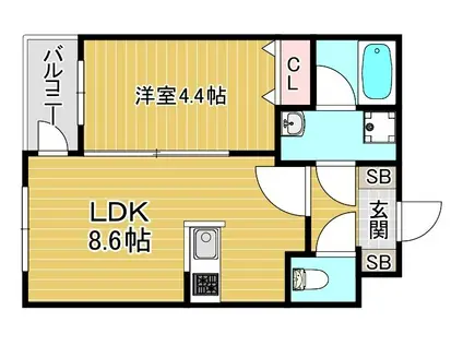 GLANZ 六ツ門(1LDK/2階)の間取り写真