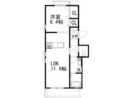 MI-2(1LDK/2階)の間取り写真