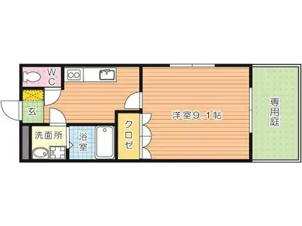 POWER・フレンド(1K/1階)の間取り写真