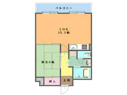 ファルコン熱田(1LDK/4階)の間取り写真