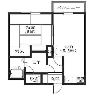 とちぎマンション(1DK/2階)の間取り写真
