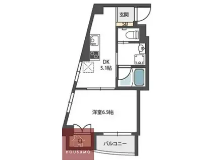 グランドールハタダビルディングII(1DK/6階)の間取り写真