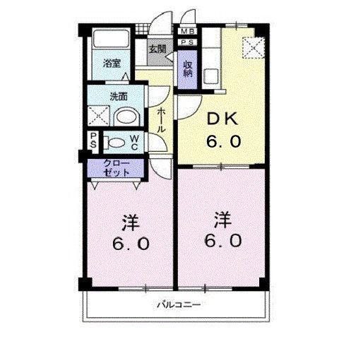 リヴィエールA(2DK/2階)の間取り写真