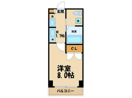 アンビックスつつじヶ丘 A棟(1K/3階)の間取り写真