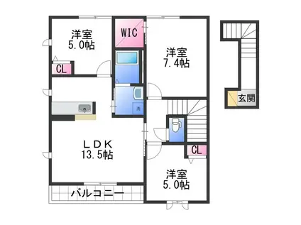 シャーメゾン紀水III(3LDK/2階)の間取り写真