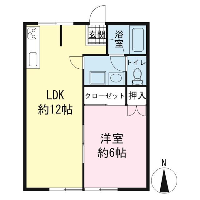 シティハイム白砂 B(1LDK/2階)の間取り写真
