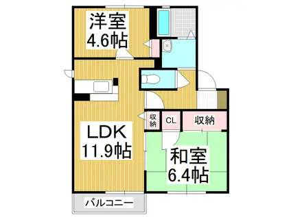 フォーレス安曇野 A棟(2LDK/2階)の間取り写真