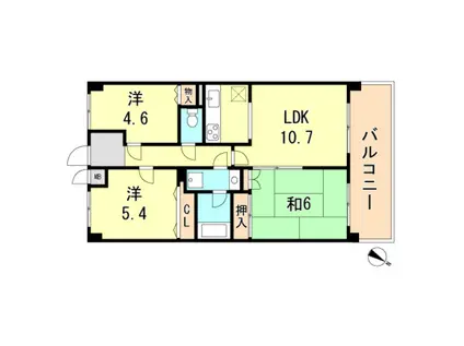 プリオーレ神戸山ノ手(3LDK/6階)の間取り写真