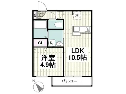 ASHIPI西谷(1LDK/3階)の間取り写真