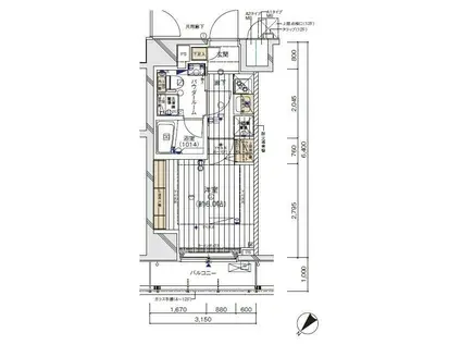 メインステージ川崎イースト(1K/12階)の間取り写真