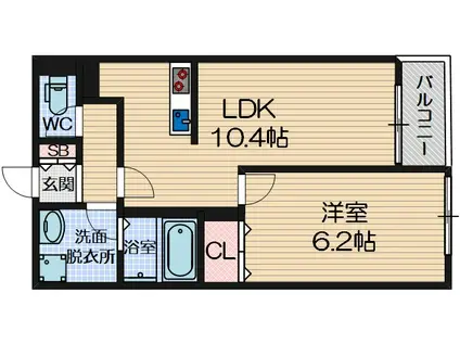 エドモントン(1LDK/2階)の間取り写真