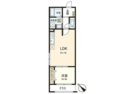 MOCXION成田町(1LDK/2階)の間取り写真