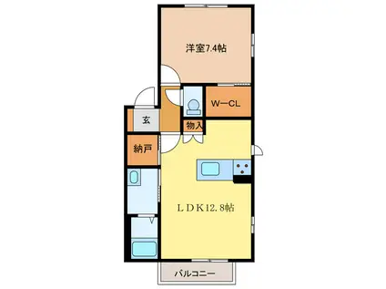 メイユール(1LDK/1階)の間取り写真
