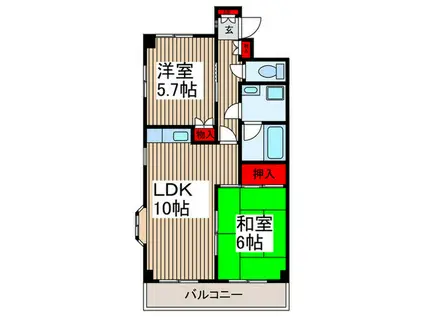 モンテボヌール(2LDK/5階)の間取り写真