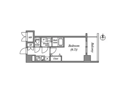 ワールドアイ難波CITY GATE(1K/5階)の間取り写真