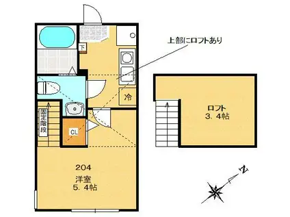 エクセルステージ大塚帝京大学(1K/2階)の間取り写真