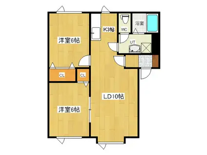 ハイツビリーブ(2LDK/2階)の間取り写真