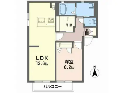 アピア古川北(1LDK/2階)の間取り写真
