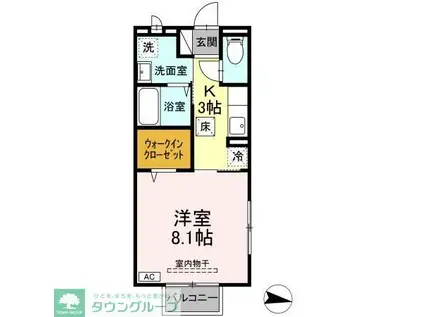 シャルマンクールII(1K/1階)の間取り写真