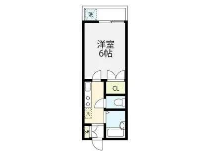 ハイムスズキ(1K/2階)の間取り写真