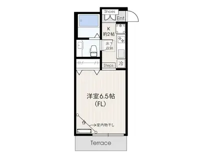 ベルフルール(ワンルーム/1階)の間取り写真