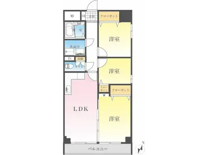 ライオンズマンション川崎第5(3LDK/2階)の間取り写真