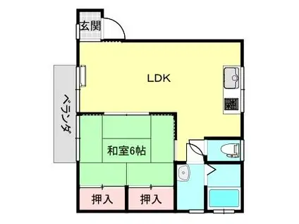 サンハイムB(1LDK/1階)の間取り写真