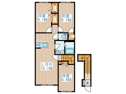アヴニール(3LDK/2階)の間取り写真