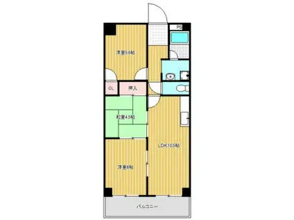 第3林ビル(3LDK/5階)の間取り写真