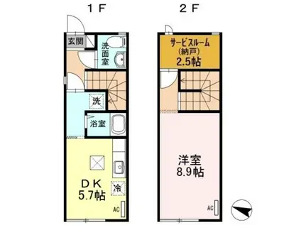 メゾネットみなみ D(1SDK/1階)の間取り写真