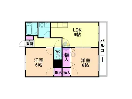 メゾンマイティー(2DK/1階)の間取り写真