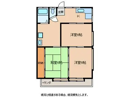 熊谷南コーポ(3K/2階)の間取り写真