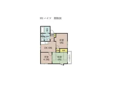 H-1ハイツ(3DK/1階)の間取り写真