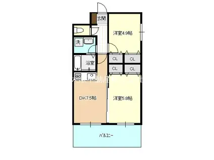 GRAND WISTERIA(2DK/6階)の間取り写真