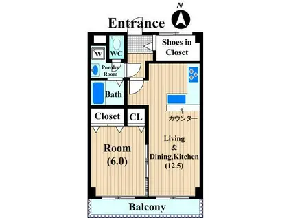 ベルドミール(1LDK/5階)の間取り写真