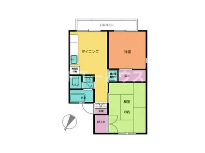サンパーク三山B(2DK/1階)の間取り写真