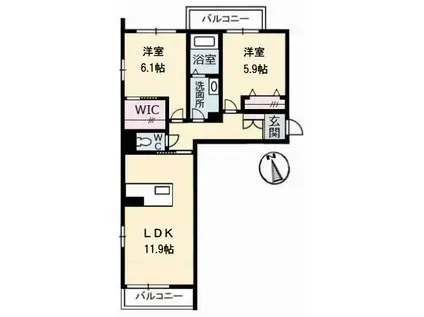 ベレオ南島田(2LDK/3階)の間取り写真