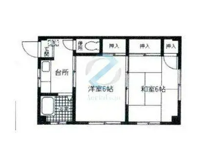 十軒町ハイツ(2K/3階)の間取り写真