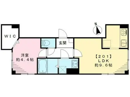 GRASS ROSE グラスローゼ(1LDK/2階)の間取り写真