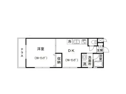 ベレーザ松陰(1DK/1階)の間取り写真