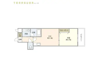 レスコ中島参番館イースト(1DK/4階)の間取り写真