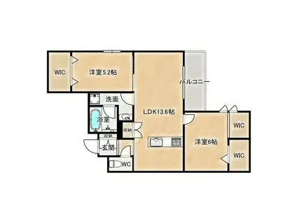 内代レジデンスノース(2LDK/3階)の間取り写真