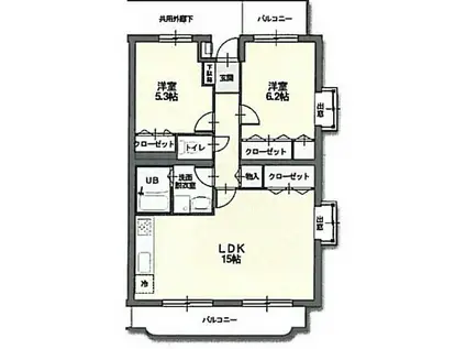 アウローラ桜堤(2LDK/4階)の間取り写真