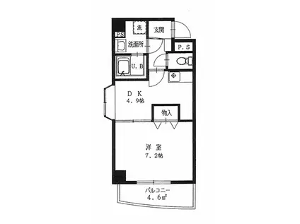 グレイス第8マンション(1DK/4階)の間取り写真